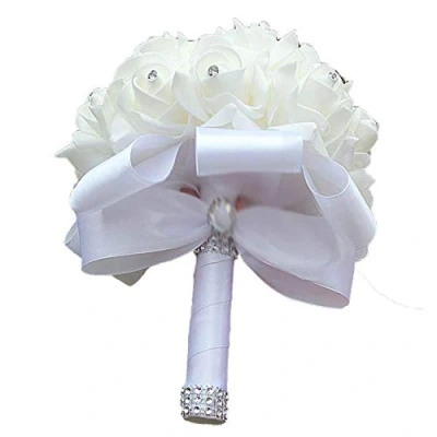 Abbildung von Xrten Brautstrauß, Hochzeit, künstliche Blumen, Brautjungfer, künstlich, weiß