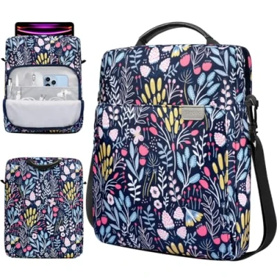 Abbildung von TiMOVO 13 Zoll Tablet Tasche mit Schulterriemen für iPad Air 13&quot;, Pro 12.9&quot;, Galaxy Tab S9+/S9 Plus/S10+/S10 Plus/S9 FE+/S9 FE Plus 12.4&quot;, Bunte Blume