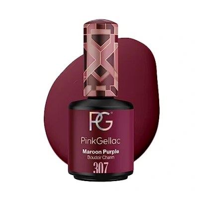 Abbildung von Pink Gellac UV Gel Nagellack 307 Maroon Purple 15 ml Lack Purper Lang Anhaltender Gellack Einfache Entfernung Shellac Nail Polish Made in Holland