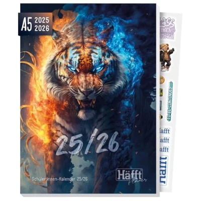 Abbildung von Häfft® Planer 2025/2026 A5 &quot;Wild Tiger&quot; Schülerkalender, Schülerplaner, Hausaufgabenheft, Schulplaner nachhaltig &amp; klimafreundlich