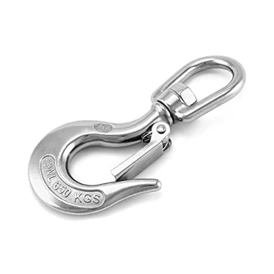 Abbildung von QWORK® Kran Kettenhaken Lasthaken, Edelstahl Schwenk Anhebender Haken Sicherheitshaken 650kg