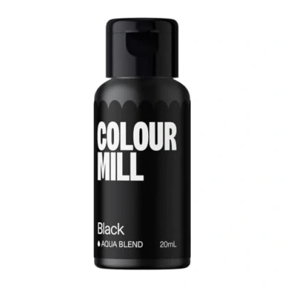 Abbildung von Colour Mill Aqua Blend Black Lebensmittelfarbe auf Wasserbasis Lebensmittel Farbe Sehr Intensiv, Hoch Konzentriert, Vegan 20 ml