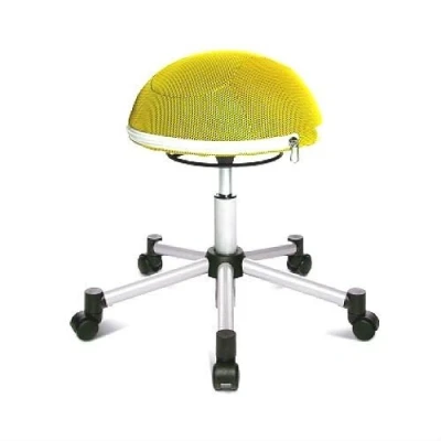 Abbildung von TOPSTAR Sitness Half Ball, Fitness Hocker, Arbeitshocker, Rollhocker, Dreidimensional bewegliche Sitzfläche, Stoffbezug, Gelb