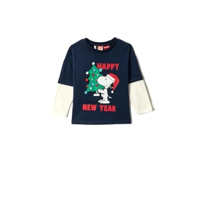 Abbildung von Koton Babyboy New Year Themed Snoopy Printed Licensed T Shirt Double Layer Long Sleeve Crew Neck
