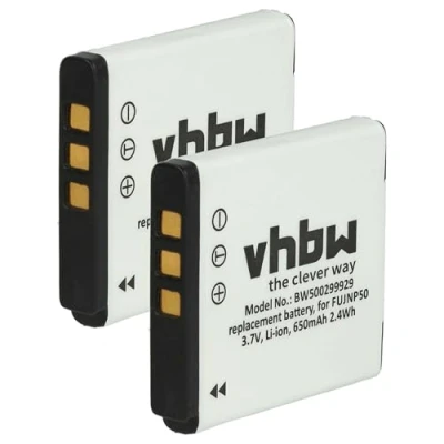 Abbildung von vhbw 2X Akku kompatibel mit Pentax Q S1, Q7, Q, Q10 Kamera (650 mAh, 3,6 V, Li Ion)