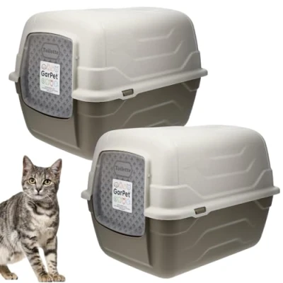 Abbildung von GarPet Katzentoilette 2x Katzenklo mit Deckel Haube kippbar große XXL