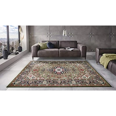 Abbildung von Nouristan Mirkan Orient Teppich Wohnzimmerteppich Orientalisch Kurzflor Vintage Orientalischer für Esszimmer, Wohnzimmer, Schlafzimmer Grün, 120x170cm