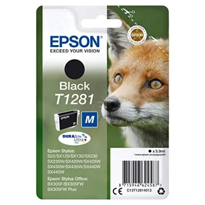 Abbildung von Epson Fox Singlepack Black T1281 DURABrite Ultra Ink, Tinte auf Pigmentbasis, 5,9 ml, 1 Stück(e)