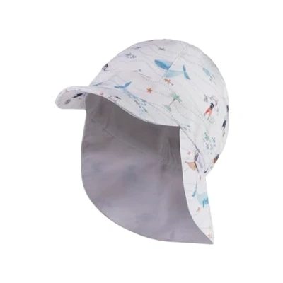 Abbildung von Sterntaler Schirmmütze mit Nackenschutz Maritim für Jungen Baby Mütze UV Schutz 30 Druckmuster Sonnenkappe aus Baumwolle weiß, 43
