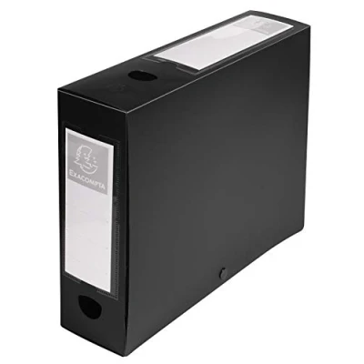 Abbildung von Exacompta 59831E 10er Pack Sammelbox OPAK 80mm mit Druckknopf aus blickdichtem Kunststoff für DIN A4 Archivbox Heftbox Zeichenbox Sammelmappe schwarz