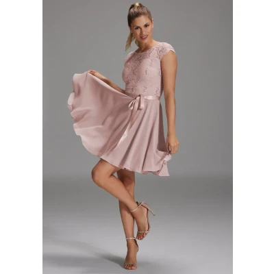 Abbildung von Swing MIT Paillettenbesetztem Spitzenoberteil Cocktailkleid/festliches Kleid, Damen, Größe: 34, Hellrosa