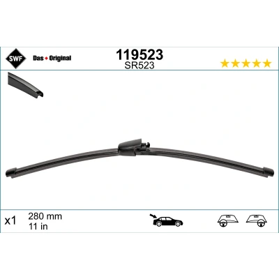 Abbildung von Scheibenwischer Swf Visioflex Rear, Original Rear 119523 285mm hinten Rahmenlos FORD: Kuga Mk3, Mondeo 5 Kombi, FIESTA 7, BMW: X3, 3 Touring