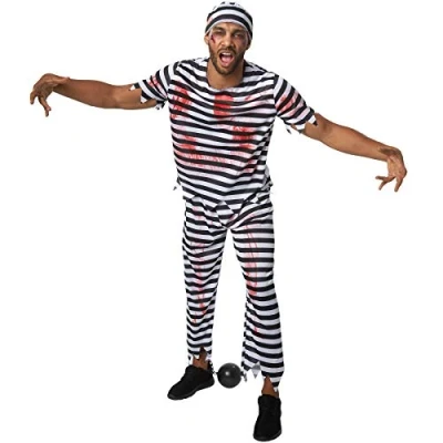 Abbildung von dressforfun Kostüm Herrenkostüm Gruseliger Knastbruder, Gestreiftes Outfit in Gefängnis Optik
