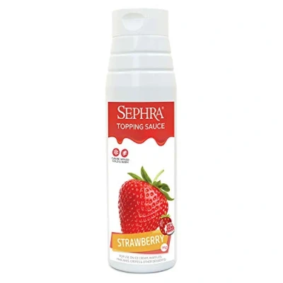 Abbildung von Sephra Erdbeere Dessert Topping Sauce 1kg Praktische Quetschflasche Sirup für Eis, Waffeln, Pfannkuchen, Crepes, Milchshakes, Smoothies, Sorbets, Frappes, Kuchen oder Dipping (Erdbeere)