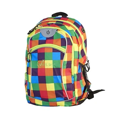 Abbildung von Wheel Bee Rucksack Night Vision LED, integriertes LED Licht für max. Sichtbarkeit bei Dunkelheit, 30 Liter, Orange/Blue/Green