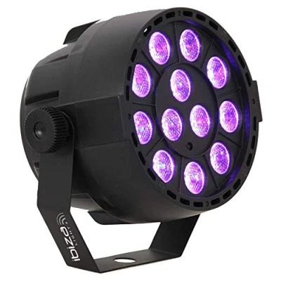 Abbildung von IBIZA PAR MINI UV SCHWARZLICHT LED SCHEINWERFER 12x2 WATT Spot Neon Effekt Effektscheinwerfer DJ Party Club Disco