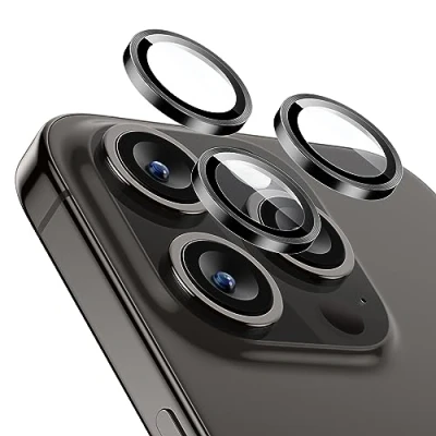 Abbildung von ESR Kamera Schutz für iPhone 15 Pro Max/15 Pro/14 Max/14 Pro，Armorite Einzel Linsen Schutzfolien, kratzfestes, ultradünnes gehärtetes Glas mit Aluminiumkante, Armorite Serie, 1 Stück, Schwarz