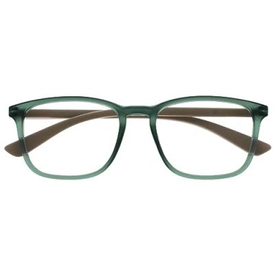 Abbildung von OPULIZE Max Lesebrille Klassische große rechteckige Fassung Brille in mattem Transparentgrün mit beigen Bügeln Herren Damen Unisex R78 6 +2,00