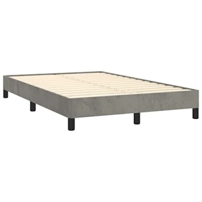 Abbildung von vidaXL Polsterbett, Bett Bettgestell mit Lattenrost, Schlafzimmerbett Doppelbett Stützbeinen, Bettrahmen Schlafzimmermöbel, Hellgrau 120x200cm Samt