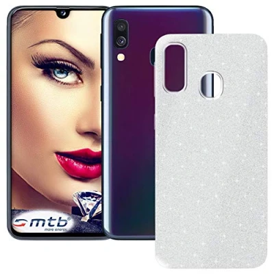 Abbildung von mtb more energy® TPU Hülle Shine für Samsung Galaxy A40 (SM A405, 5.9&#039;&#039;) Silber Glitzer Effekt flexibel Schutzhülle Case Cover Tasche