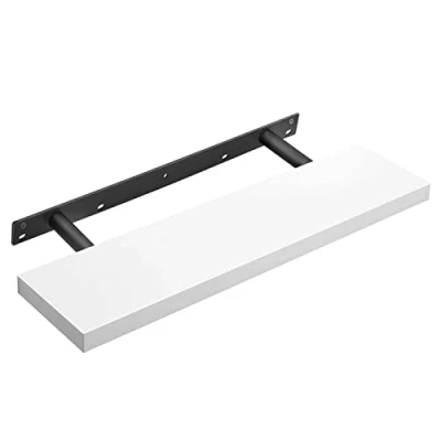 Abbildung von VASAGLE Wandregal, Wandboard für Bücher, Bilder, Deko, Schweberegal, 80 x 20 3,8 cm, Büroregal, MDF, Wohnzimmer, Küche, Flur, Schlafzimmer, Badezimmer, weiß LWS28WT