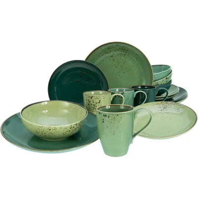 Abbildung von CreaTable Kombiservice &quot;Geschirr Set NATURE COLLECTION&quot;, (Set, 16 tlg., Kaffeeservice und Tafelservice im Set, für 4 Personen), Service, Handwerklicher Look, Teile, Personen