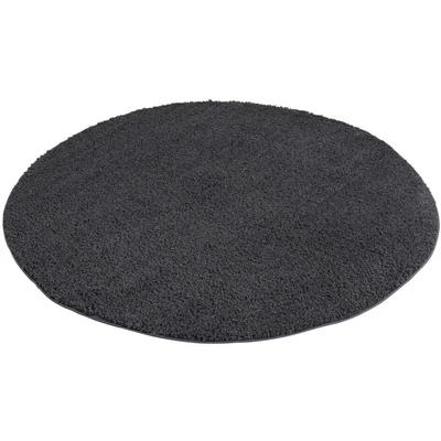 Abbildung von carpet city Polyester Shaggy Teppich Hochflor Wohnzimmer 160 cm Rund Einfarbig Anthrazit Flauschig Weich Modern Langflor Schlafzimmer Teppiche Pflegeleicht