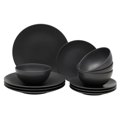 Abbildung von andas Tafelservice &quot;Geschirr Set Gustaf&quot;, (Set, 12 tlg., je 4 Speise , Ø 27 cm, Desserteller 21 Mehrzweckschalen 16 cm), Service, seidenmatte Glasur, Scandic Style, Teile, für Personen