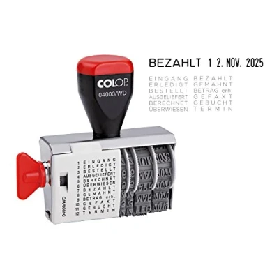 Abbildung von COLOP 04000/WD Bänderstempel 4 mm Datum, 12 Texte, 6 x 5 2 cm