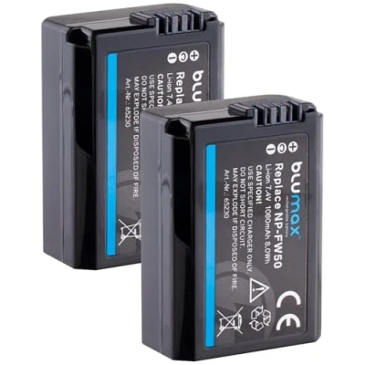 Abbildung von 2X Blumax Akku NP FW50 1080mAh ersetzt Sony Alpha ZV E10 7 III 7II 7rm2 7rii 5000 5100 6000 6300 6400 6500 NEX 3 5 6 A33 A35 A37 A55 A3000