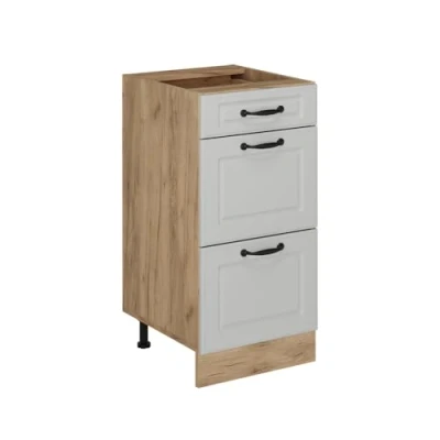 Abbildung von Vicco Küchenunterschrank R Line, Weiß Landhaus, 40 cm mit Schubladen, ohne Arbeitsplatte