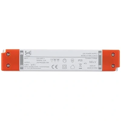 Abbildung von SeKi 24V DC 15W 0,625A Konstantspannungs LED Treiber flache Bauform/Slim; Netzteil, Transformator, Schaltnetzteil; keine Mindestlast, kein Rauschen/LED Flimmern, MM Zulassung