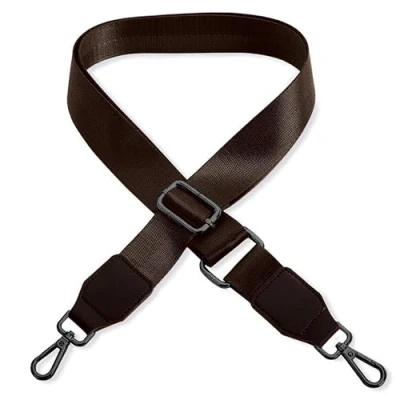 Abbildung von Schultergurt für Handtasche Laptoptasche Dunkelbraun [Metallfarbe: Schwarz] Länge verstellbar 89 142 cm Breite 3,8 Ersatz Gurt Band Schulterriemen Strap Umhängegurt