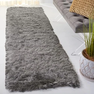 Abbildung von SAFAVIEH Zottelig Teppich für Wohnzimmer, Esszimmer, Schlafzimmer Paris Shag Collection, Hoher Flor, Titan, 69 X 244 cm