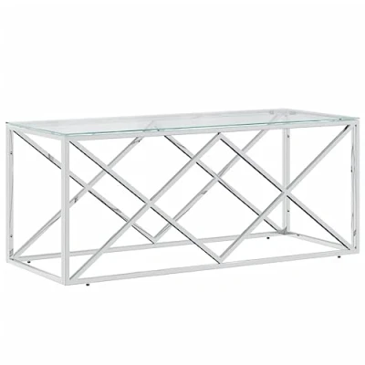 Abbildung von vidaXL Couchtisch 110x45x45 cm Edelstahl und Glas (1 St)