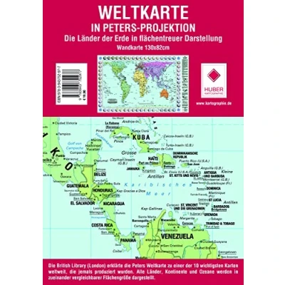 Abbildung von WELTKARTE in PETERS PROJEKTION: Die Länder der Erde flächentreuer Darstellung, Wandkarte 130x82cm