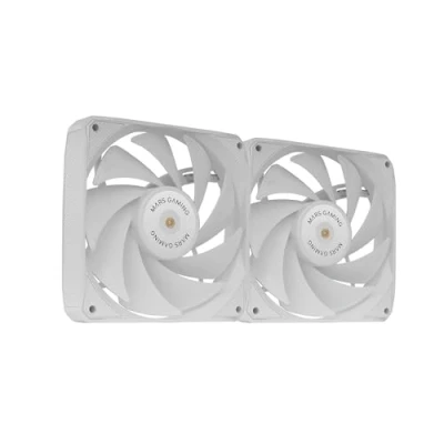 Abbildung von MARSGAMING MF NCLX2, Kit 2X Ultra Leise 120mm Lüfter, Hybridblatt Design, 2 in 1 Lüfter mit Hyperbalanced FDB Kupferlager, PWM Anschluss System, Anti Vibrations Pads, Weiß