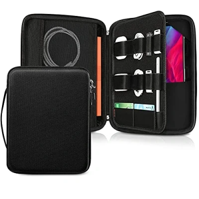 Abbildung von FINPAC Tasche Hülle für 13 Zoll iPad Pro M4 2024 OLED, Air M2 2024, 12,9&quot; (6/5/ 4/3 Generation), Surface 10/9, Tablet mit Zubehör Organizer Kabel, USB Hub, Stift