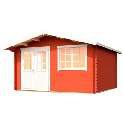 Abbildung von LASITA MAJA Gartenhaus &quot;Norderney 3&quot;, Blockbohlenhaus 40 mm, Fundamentmass 3900 x 3900, Schwedenrot