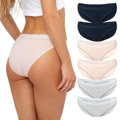 Abbildung von Fabio Farini 6 PACK Slip, Damen, Größe: 38, Dunkelblau/grau/rosa