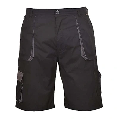 Abbildung von Portwest Texo Kontrast Shorts, Größe: XXL, Farbe: Schwarz, TX14BKRXXL