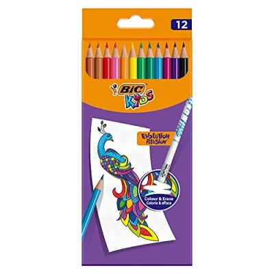 Abbildung von BIC Kids Evolution Illusion radierbare Buntstifte, 12 Stück