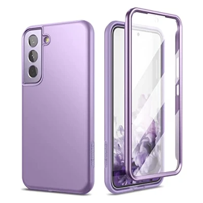 Abbildung von SURITCH Kompatibel mit Samsung Galaxy S22 Hülle Marmor Handyhülle Integriertem Displayschutz 360 Grad Komplettschutz Schutzhülle für 5G 6,1 Zoll (Mattes Lila)
