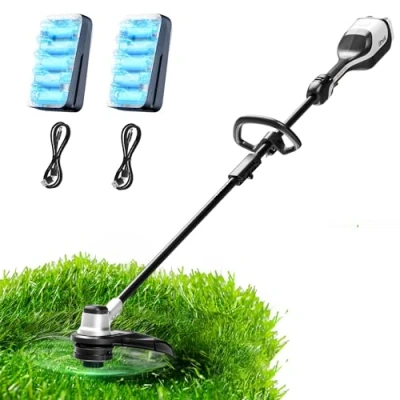 Abbildung von Litheli Akku Rasentrimmer 2x20V, 35cm, Trimmer Garten mit Bürstenlosem Motor, 2x10000mAH Mobiler Batterien, Schneller Fadenwechsel, Geeignet für Rasenschneiden Rasenpflege Auffahrt und Hof