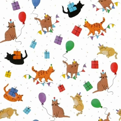 Abbildung von Star Geschenkpapier, Geschenkpapier Katzen mit Partyhüten Motiv 70cm x 2m Rolle Bunt