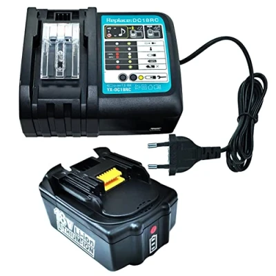 Abbildung von GOLEMON® 18V 5,0Ah BL1850B Akku + Ladegerät, Kompatibel mit Makita 14,4V BL1875 BL1860 BL1850 BL1840 BL1830 BL1815 und DC18RA DC18RC DC18RD DC18SF Ladegerät