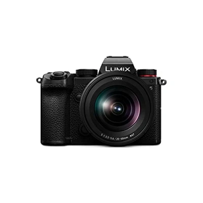 Abbildung von Panasonic LUMIX S DC S5K Vollformatkamera (4K, L Mount Bajonett, 24,2 MP Sensor, V Log, staub und spritzwassergeschützt), mit Objektiv R2060E, schwarz