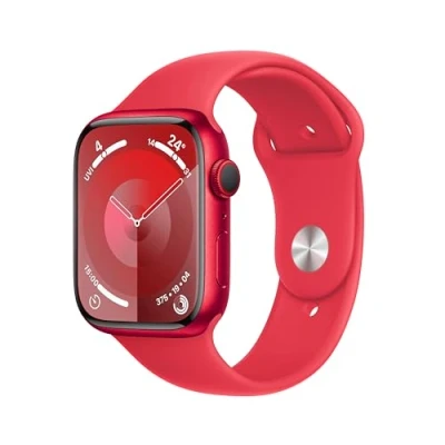 Abbildung von Apple Watch Series 9 4G 45mm Rot (Rotes Silikon Armband M/L)