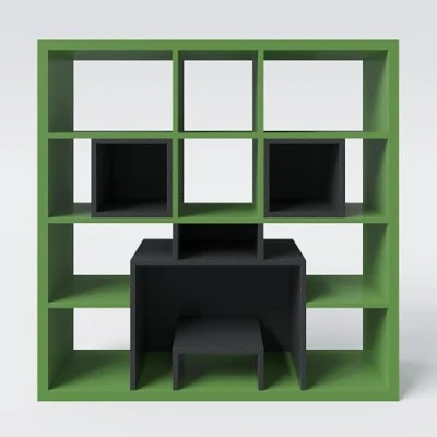 Abbildung von MINECRAFT Bücherregal, 15 Fächer, Raumteiler, Gaming Möbel mit dunkler Optik