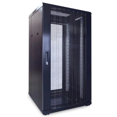 Abbildung von DSIT 22HE 19 Zoll Serverschrank mit perforierter Fronttür (BxTxH) 600 x 1200mm Schwarz Traglast 800 kg